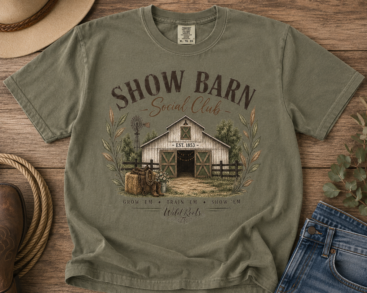 Show Barn Social Club – Vintage Western Farm Graphic Tee
