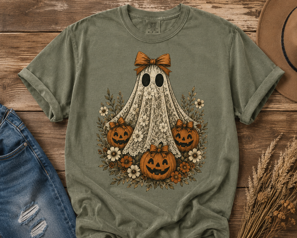 Lace & Lanterns – Vintage Halloween Graphic Tee