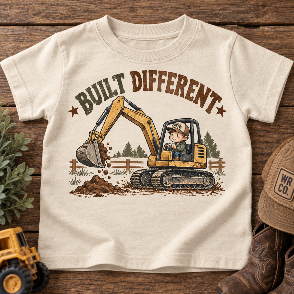 Built Different Excavator Toddler Tee