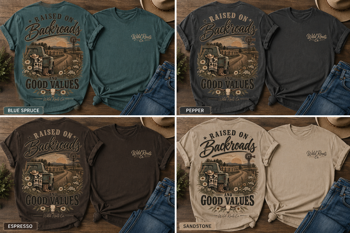Raised on Backroads & Good Values Graphic Tee