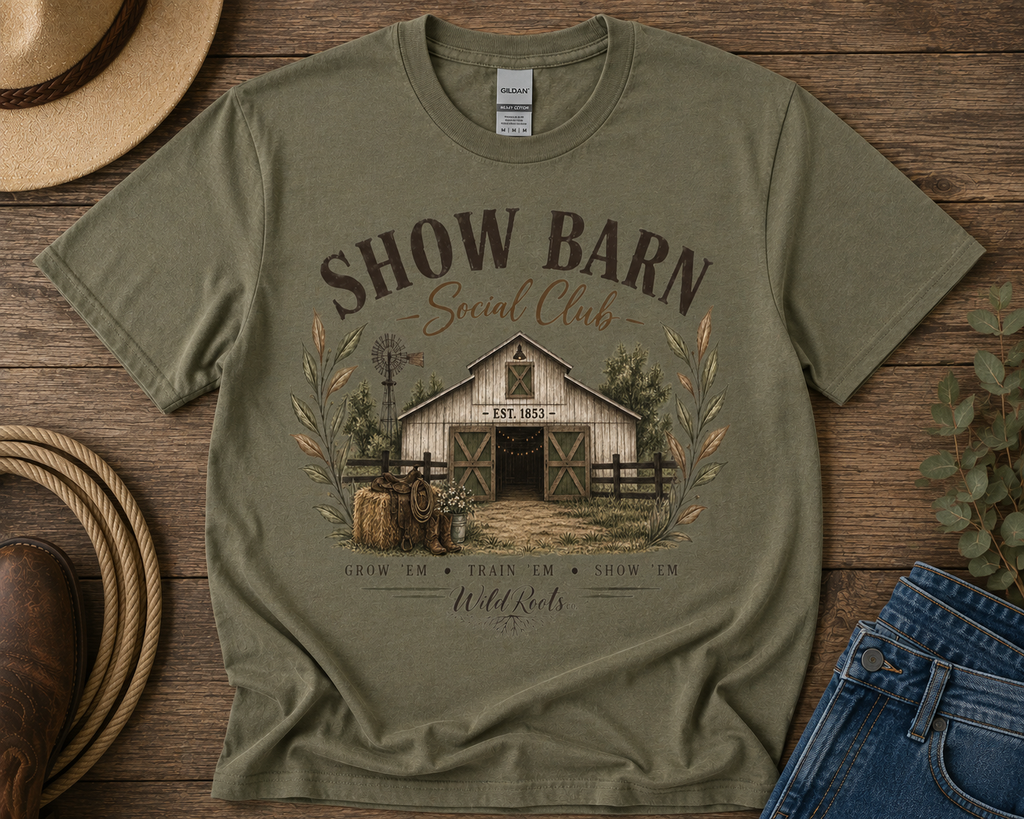 Show Barn Social Club – Vintage Western Farm Graphic Tee