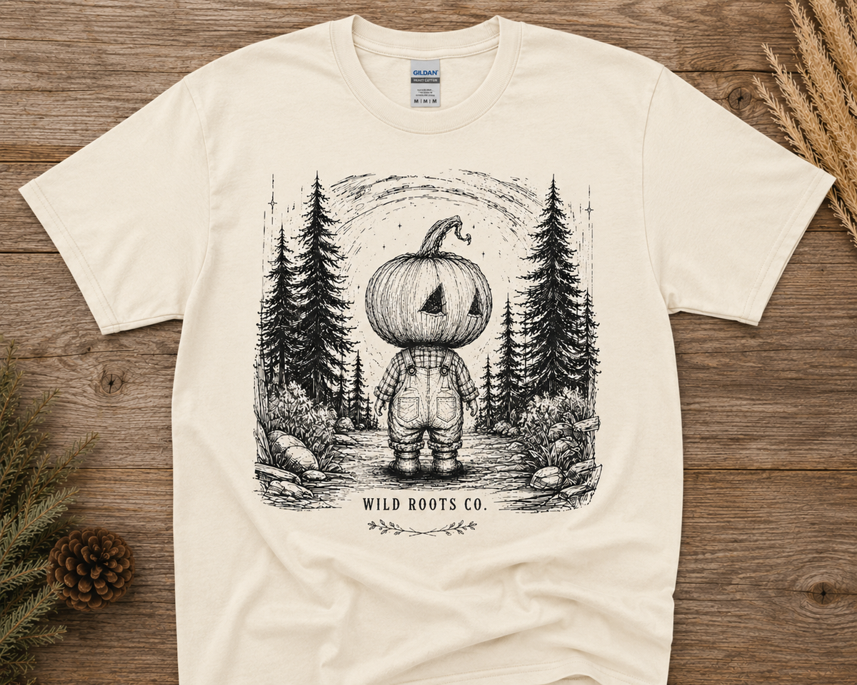 Into the Wild – Vintage Pumpkin Forest Graphic Tee